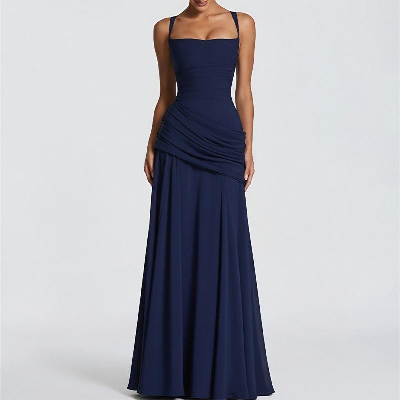 Rock Damen Sommerkleid, Europäische und Amerikanische Damenbekleidung, Strandurlaub Stil Einfarbig Taille Hosenträgerkleid