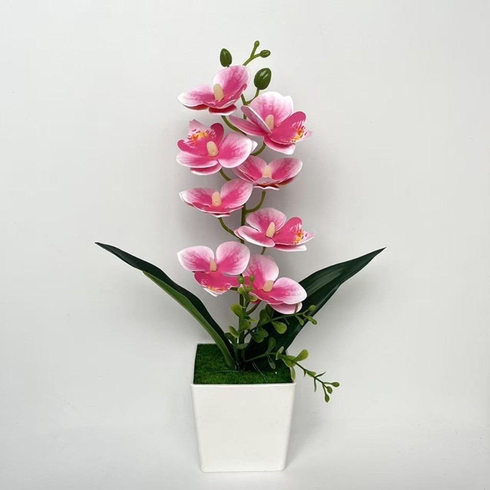 Mehrblütige Künstliche Orchidee Topfpflanzen Phalaenopsis Bonsai Wohnzimmer Ornamente