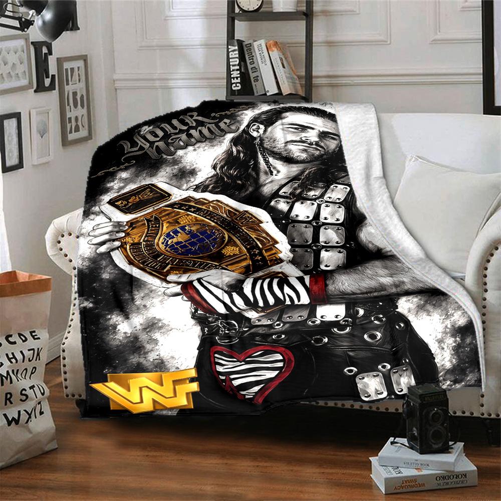 Wrestlemania Customize Text Blanket Lightweight Customizable Blanket Warmthful Decor Perfect for Livingroom Seaside Bed Chair Ideal for All Seasons