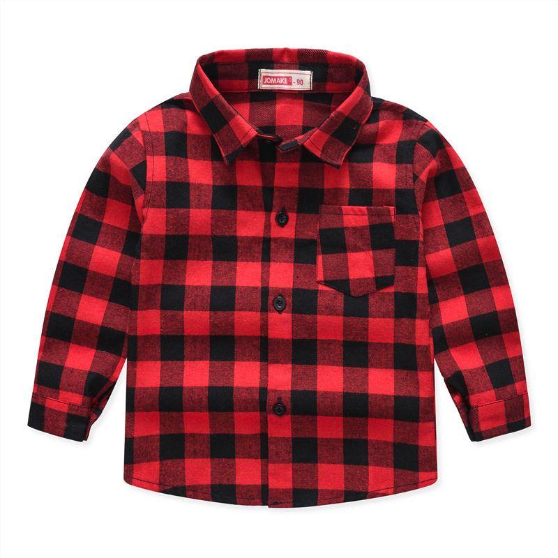 Spring and Autumn Boys and Girls Korean Cotton Plaid Shirt