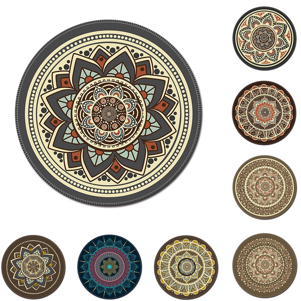 Vintage Bohemian rund musematte Datamaskin 3D-spill Anti-slip musemattematte