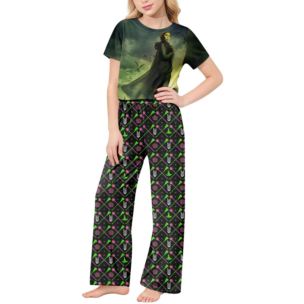 Children's Short-Sleeve Printed Two-Piece Pajama Set With T-Shirt And Pants