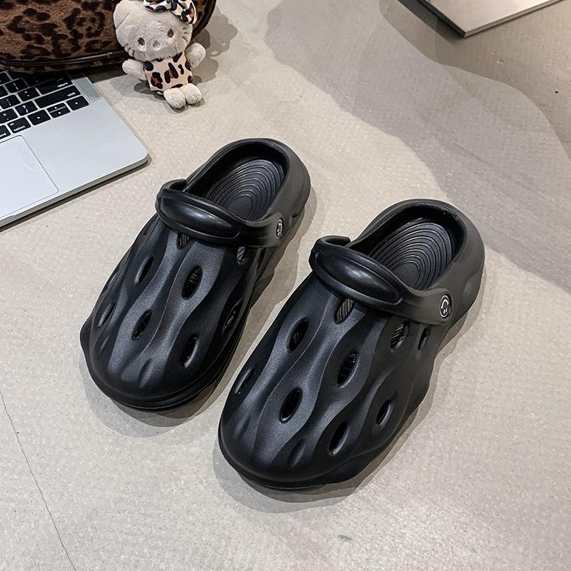 

Уличные туфли с отверстиями, мужские и женские одинаковые нескользящие новые тапочки с отверстиями, мужские летние сандалии для вождения из ЭВА 36/37 чёрный