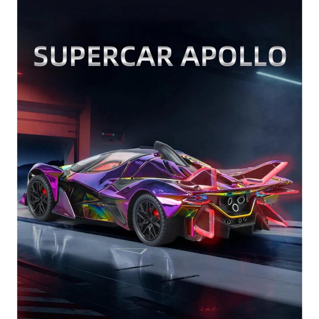 1/24 Apollo Project EVO Alloy Sports Car Model Diecasts Metal Electroplated Racing Car Vehicles Model Sound Light Kids Toy Gift