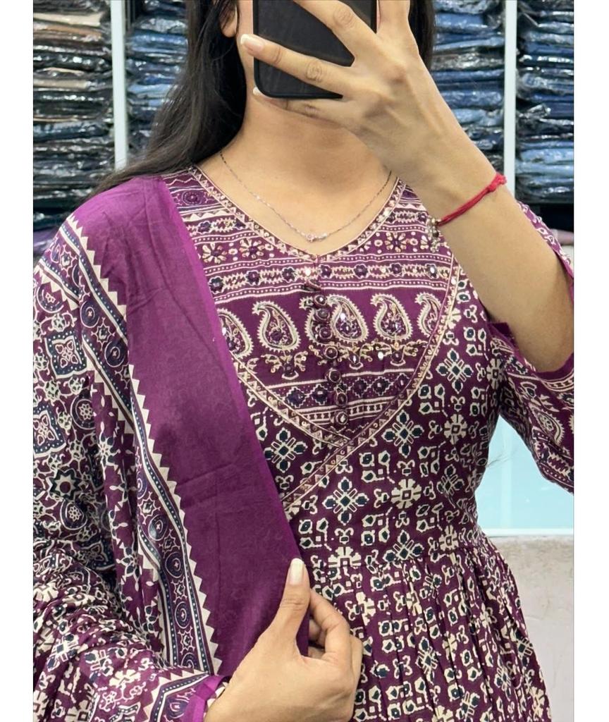 Women Designer Anarkali Cotton Straight Kurti Set Indian Bollywood Party Wear Top Tunic Salwar Suit