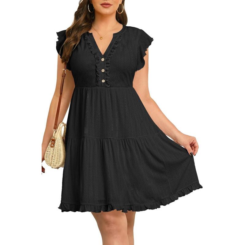 Xiaoxiangfeng 2026 summer new high-end versatile lazy fashion hollow casual dress S чёрный
