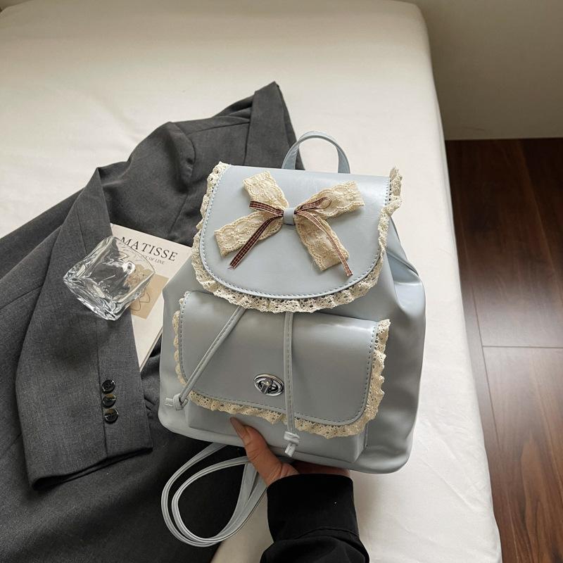 Schoolbag Korean small fresh lace backpack bag women's 1011 new light luxury niche high-end travel commuting small schoolbag