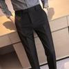 Men's Coffee-Colored Slim-Fit Suit Trousers – British Style, Formal Business Wear for Spring and Autumn