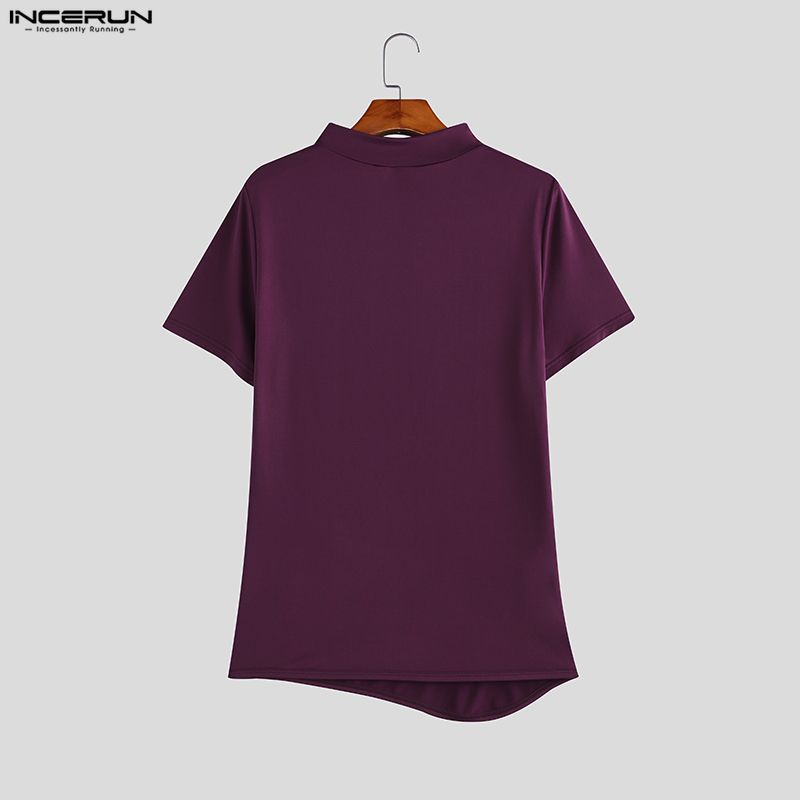 INCERUN Sommer Herren Rollkragen Kurzarm Lässige Enganliegende Oberteile T-Shirts