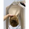 Winter integrated velvet thickened turtleneck knitted bottoming shirt women's warm inner top soft waxy basic sweater