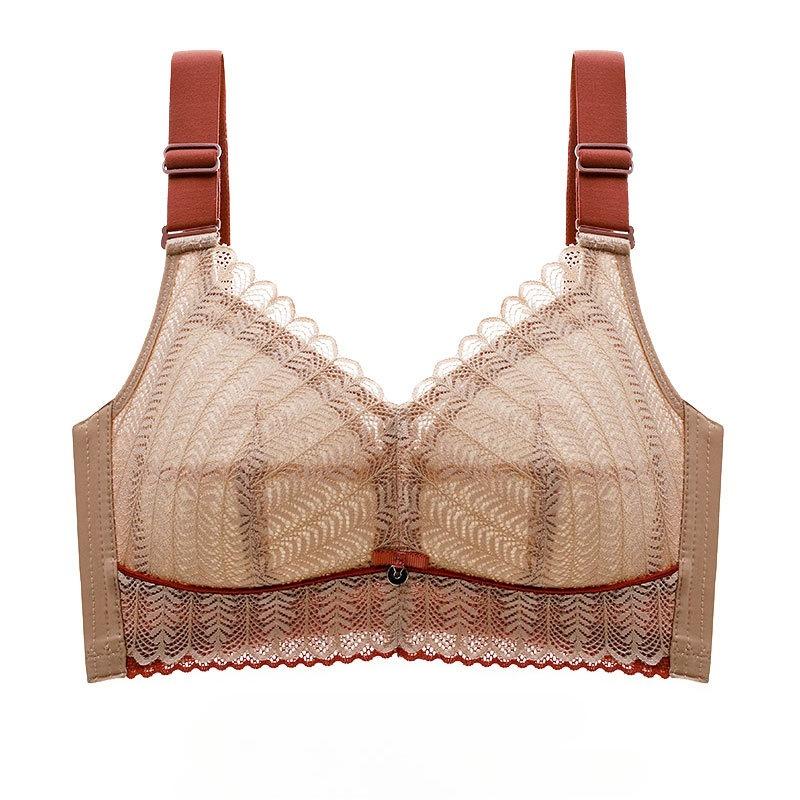 Full Cup Thin Style Without Steel Ring Plus Size Underwear Large Chest Small Sexy Lace Adjustment Shape Side Breast Bra