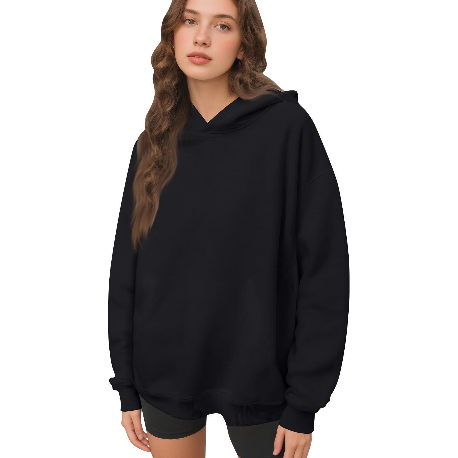 

Womens Hooded Sweatshirts Casual Comfy Tops Fall Fashion Outfits XL чорний