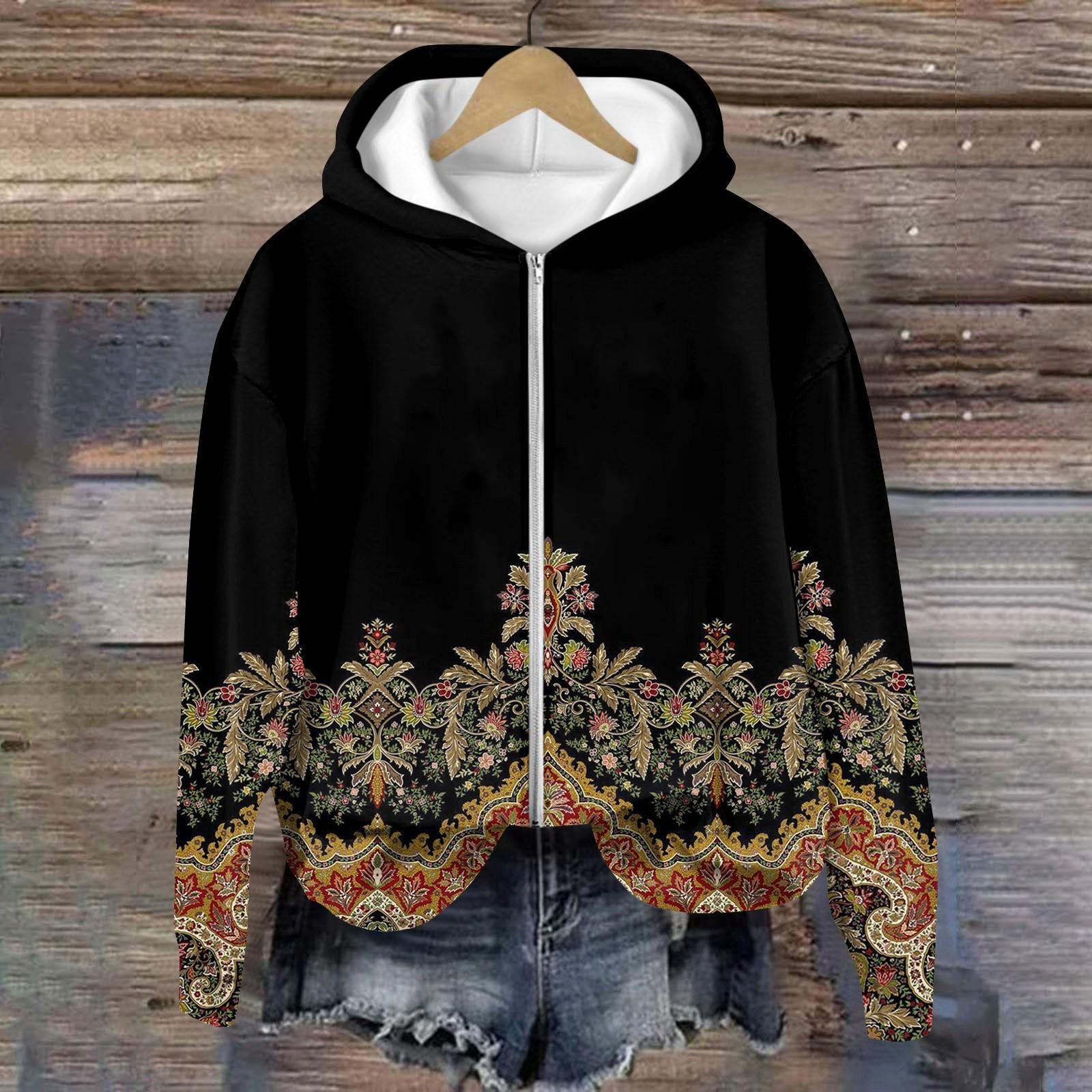 

Куртки женские с длинным рукавом на молнии с принтом верхняя одежда повседневные куртки S чёрный