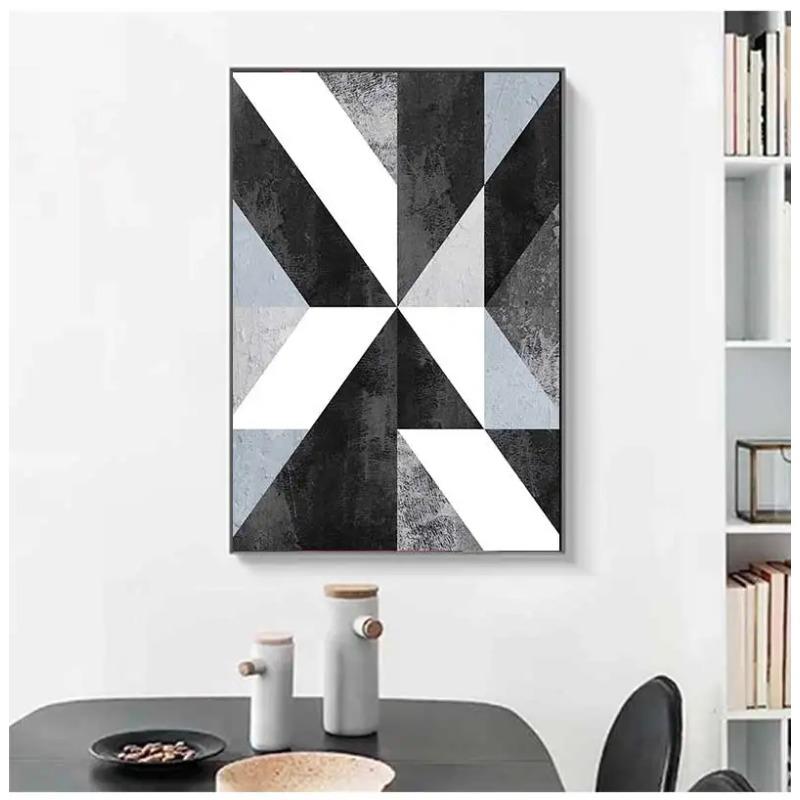 Living Room Decorative Painting Unframed Black And White Geometric Figure Nordic Style Posters Art Canvas Pictures For