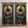 2Pc Ancient Egyptian Anubis Hieroglyph Sheer Curta - Mystic Egyptian God Print Window Drapes For Living Room Bedroom Decor