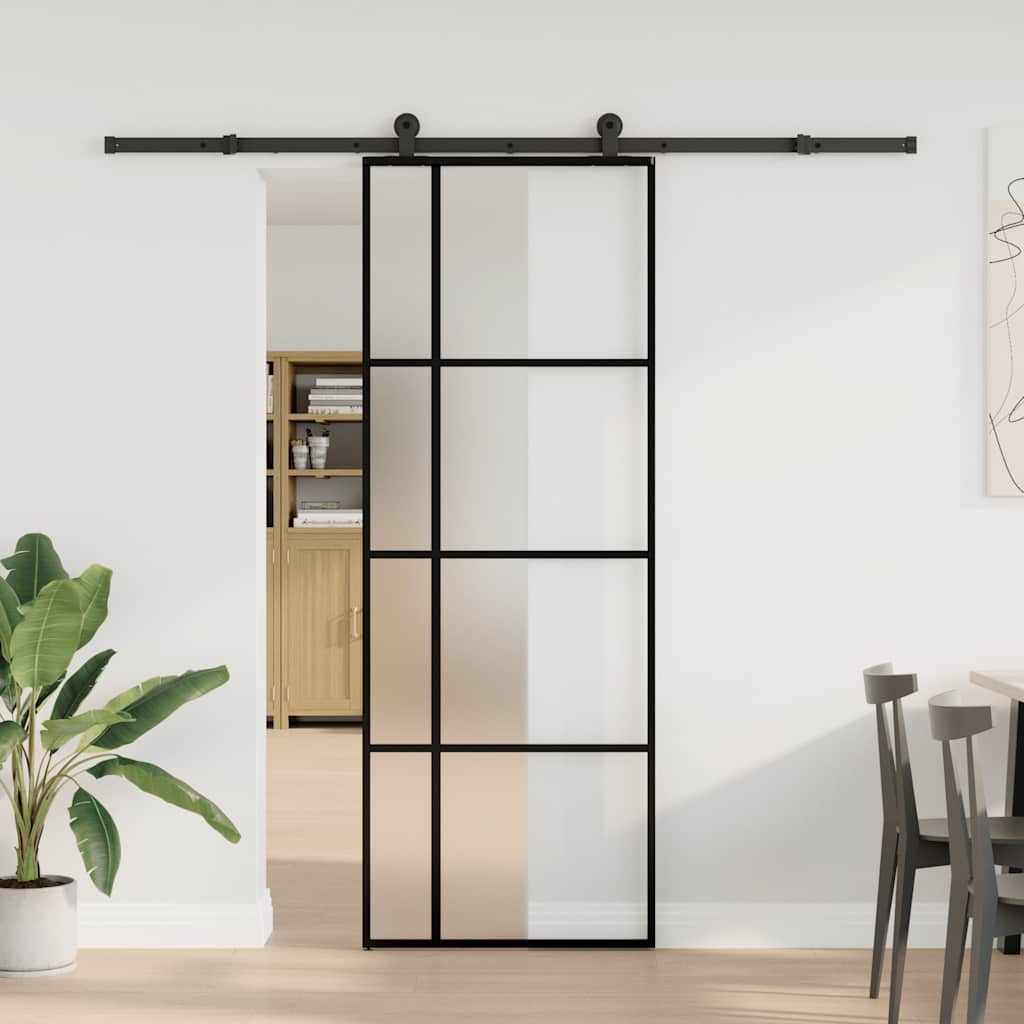 Vidaxl Sliding Door With Hardware, Esg Glass And Aluminium, 76X205 Cm