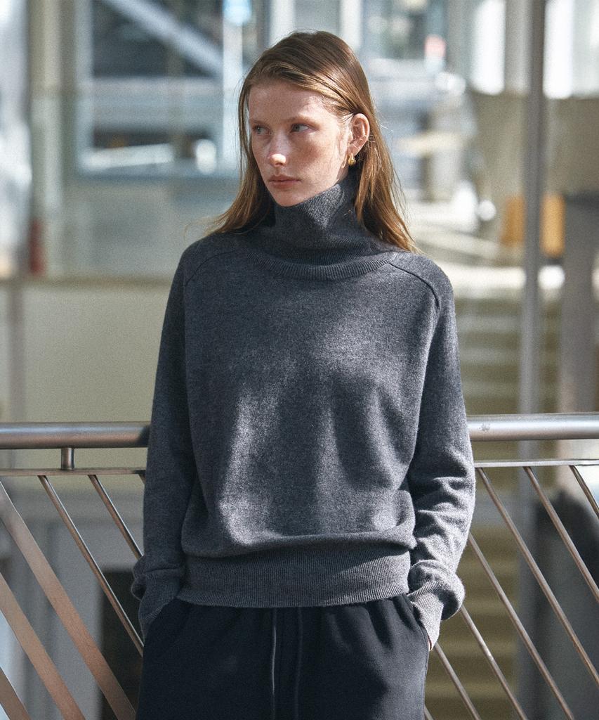 Siyajyu Sikn2129 Cashmere Blend Turtleneck Knit_Charcoal