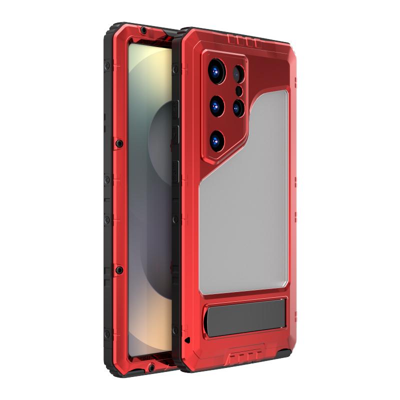 360°Full Protection Metal Armor Holder Metal+Soft Silicone 3-in-1 Bumper Phone Case For Samsung S25 Ultra S23 S22 S24 Ultra Plus