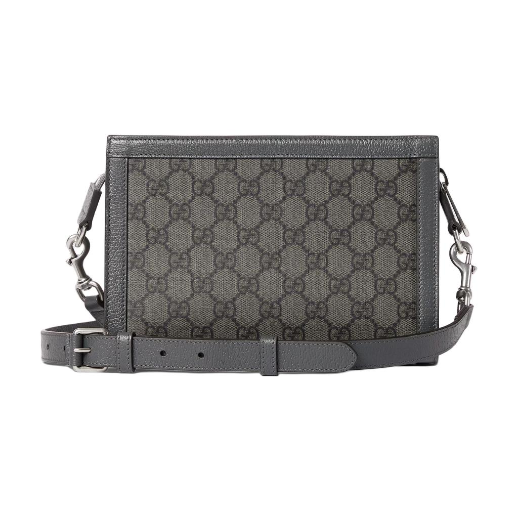 Gucci Ophidia Double G Logo Zipper Closure Supreme Canvas And Leather Trim Mini Shoulder Bag Men Bags Gray 795467-UULBN-1244