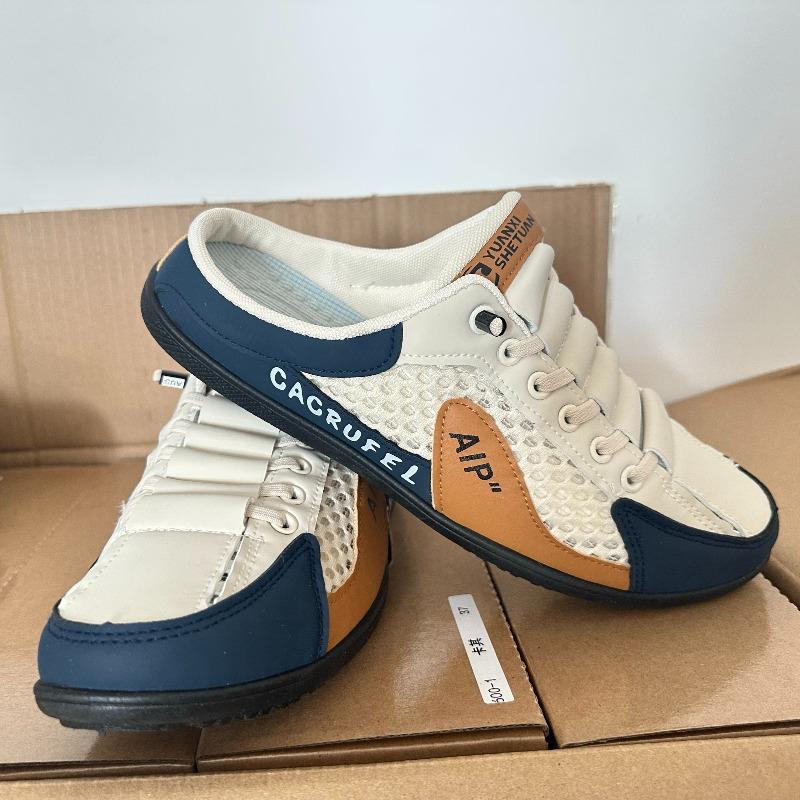 Fashion Fashion Men Baotou Half Slippers Breathable Casual Shoes Lightweight Walking Flats Comfort Sneakers Loafers Large Size Men Shoes