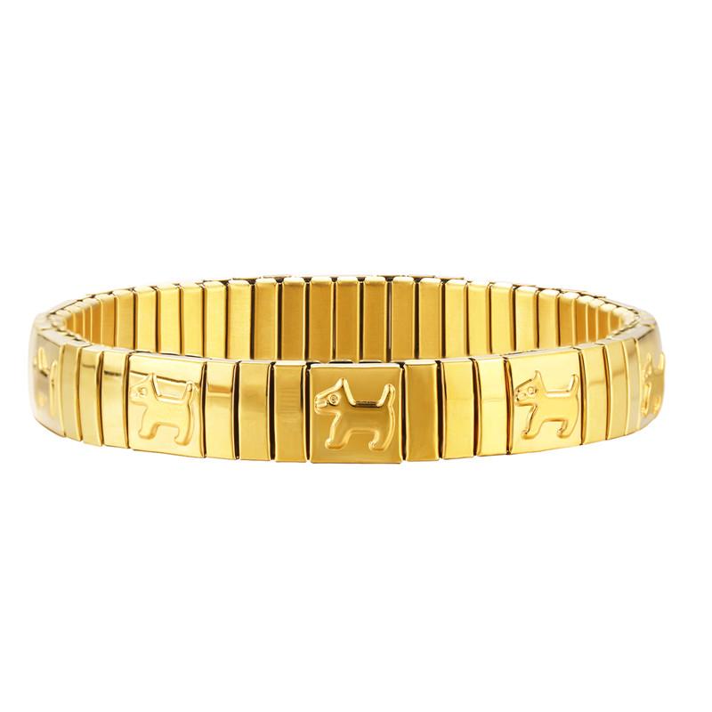Mode Katzenpfote Hund Kirsche Italienische Charms Armband Edelstahl Elastisch Klobig Punk Armreif Herren Damen DIY Schmuckherstellung Geschenke