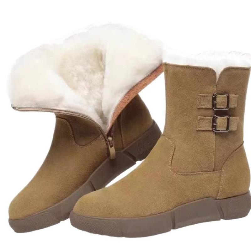 New Anti-slip Women's Ankle Boots with Fleece and Thickened Flat Cotton Shoes Devotion