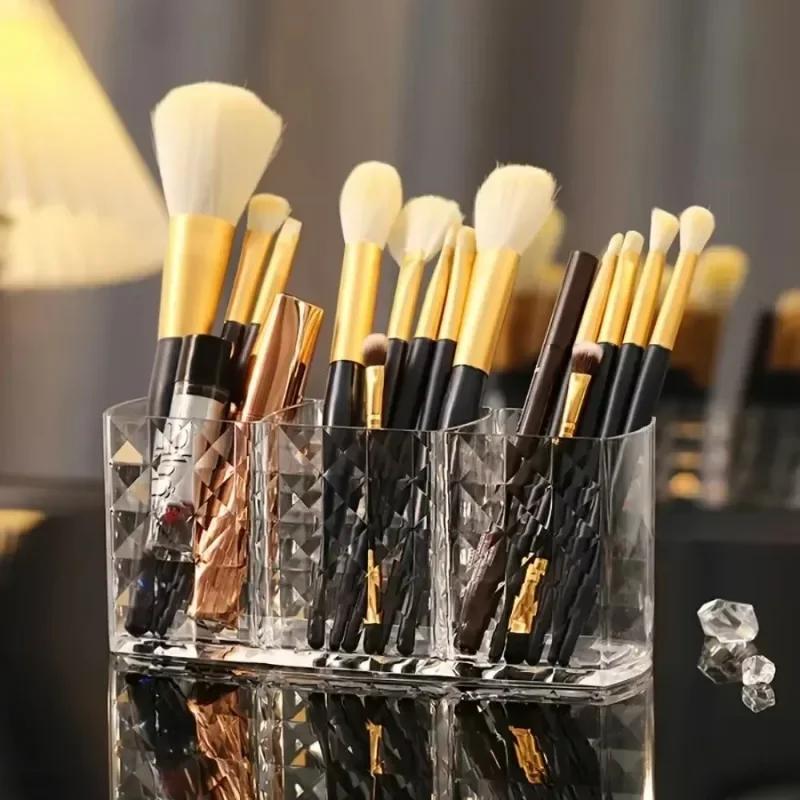 Transparenter Acryl-Make-up-Pinselhalter, Kosmetik-Organizer für den Schreibtisch, Lippenstift-Aufbewahrungsbox, Nagellack-Displayständer, Schmuckschatulle