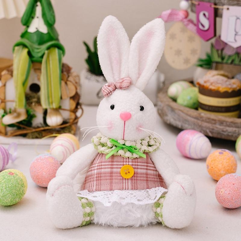 Easter LED Light Rabbit Doll Spring Easter Decorations for Car Rabbit Ornaments Kid Gift 2024 Holiday Party