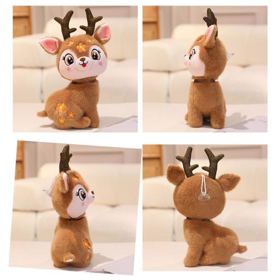 Jucărie de pluș ren, animal de pluș moale, ren de Crăciun, plușie, pernă de îmbrățișat, cadou de sărbători pentru copii