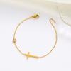 Fashion Simple Gold Color Cross Chain Bracelet for Women Shiny CZ Zircon Charm  Hand Bracelet Wedding Jewelry