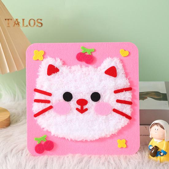 3Pcs Cartoon Animal Doll Embroidery Kit DIY Handmade Beginner Kids Adults Yarn Cat Rabbit Bear Craft Sewing Kit Toddlers Educational Weaving Toy