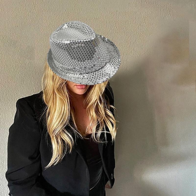 Sequins Hat for Men Women Children Party Supplies with Tie Panama Hat Glitters