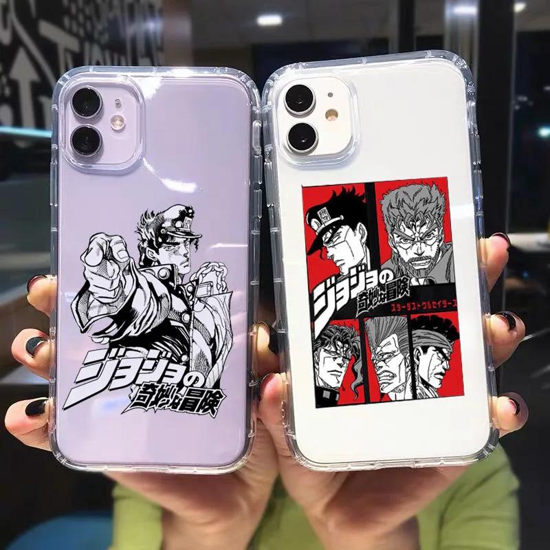 JAMULAR JoJo's Bizarre Adventure Průhledný kryt na telefon Pro iPhone 13 11 14 15 Pro 12 X XS MAX XR SE2 7 Plus Anime Měkký kryt Coque