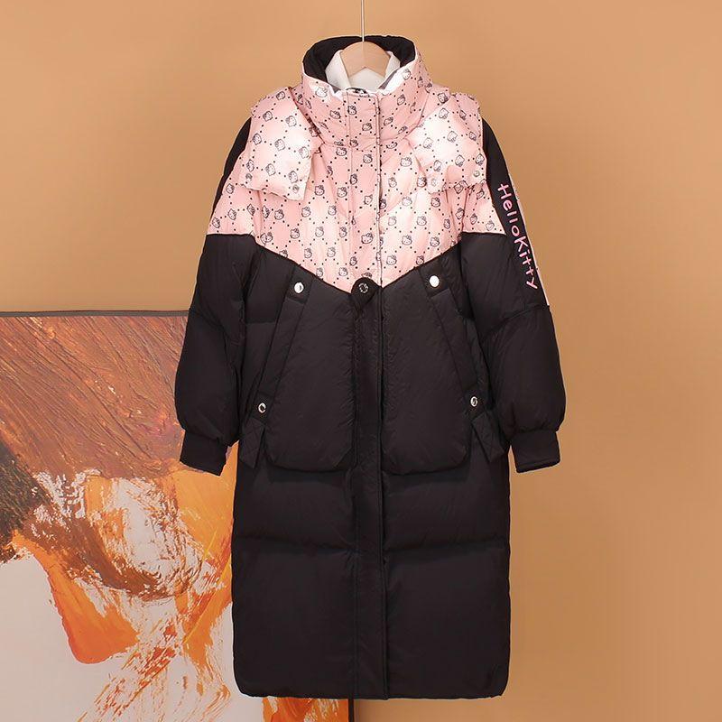 Winter New Medium and Long Paint Bread Clothing Fashion Warm Hooded Women s Large Size Down Jacket S