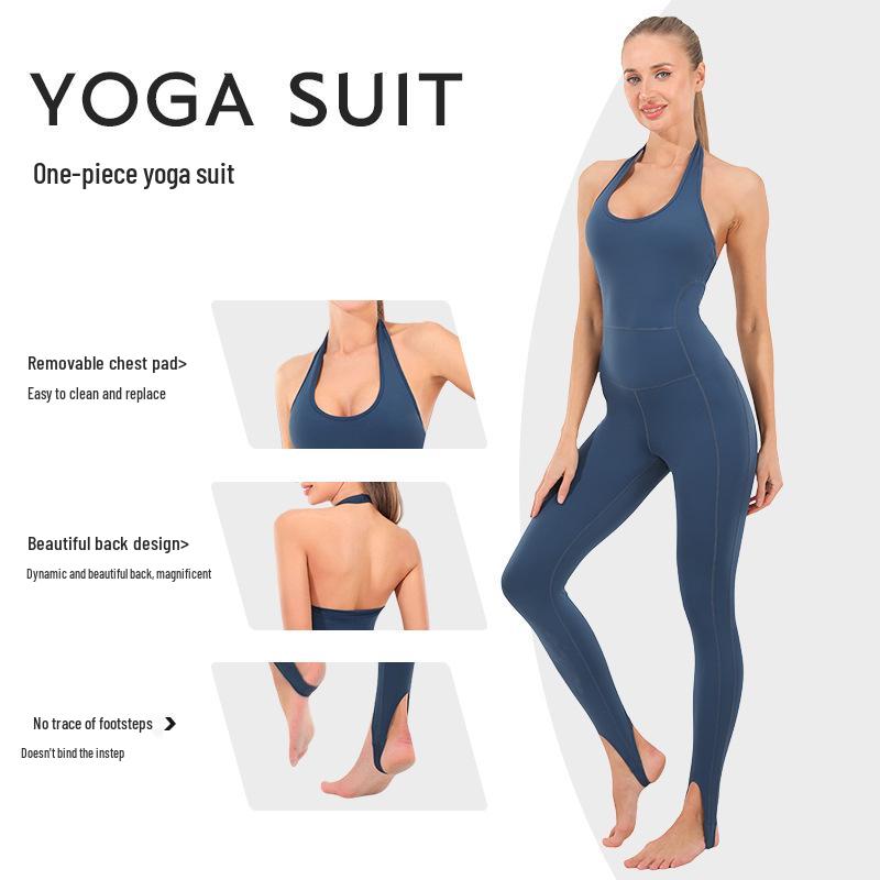 New Women's Slim Fit Quick-Dry Yoga Jumpsuit - Spring/Summer Sports Sweat-Wicking Fitness Set