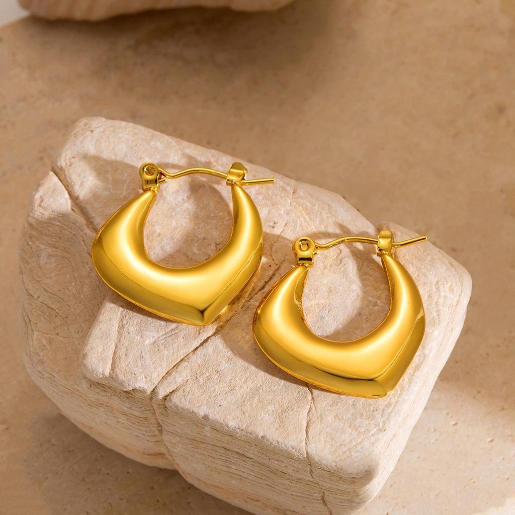 DIEYURO 316L Stainless Steel Concise Fashion Heart irregular Earrings For Women Lady New Trend Ear Circle Jewelry Party Gift
