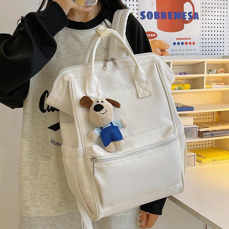 Casual Nylon Student Backpack With Embroidery And Air Cushion Straps For Middle School Girls And Boys