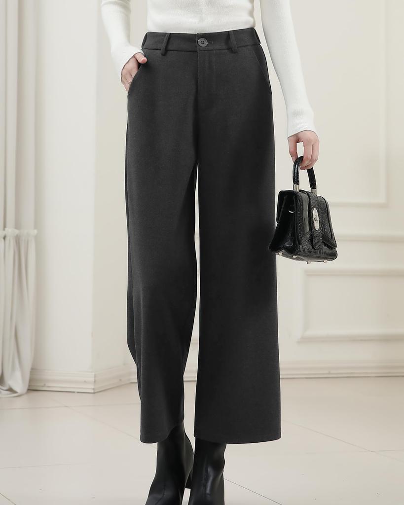 Ladyangel Gaucho Cropped Gerade Hosen mit Elastischem Locker Warm und Perfekt für und Büro Herbst und Winter Damen Weite Hosen, Länge,