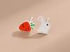 Fashiona Cute Rabbit Carrot 925 Silver Jewelry Personality Asymmetrical Sweet Earrings for Women E032