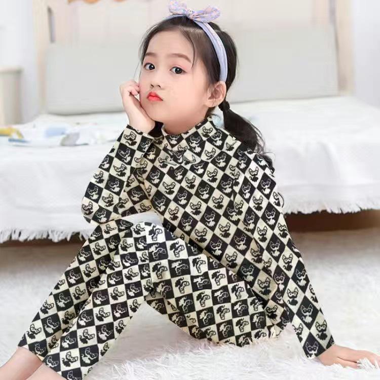 DeRong Cozy Kids' Pajama Set: Boys' & Girls' Thick Brushed Base Layer for Fall & Winter