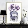 Fashion Illustration Watercolor Floral Prints Art Poster, Flowers Paris Perfume Canvas Painting, Minimalist Wall Decor Girl Gift No Frame