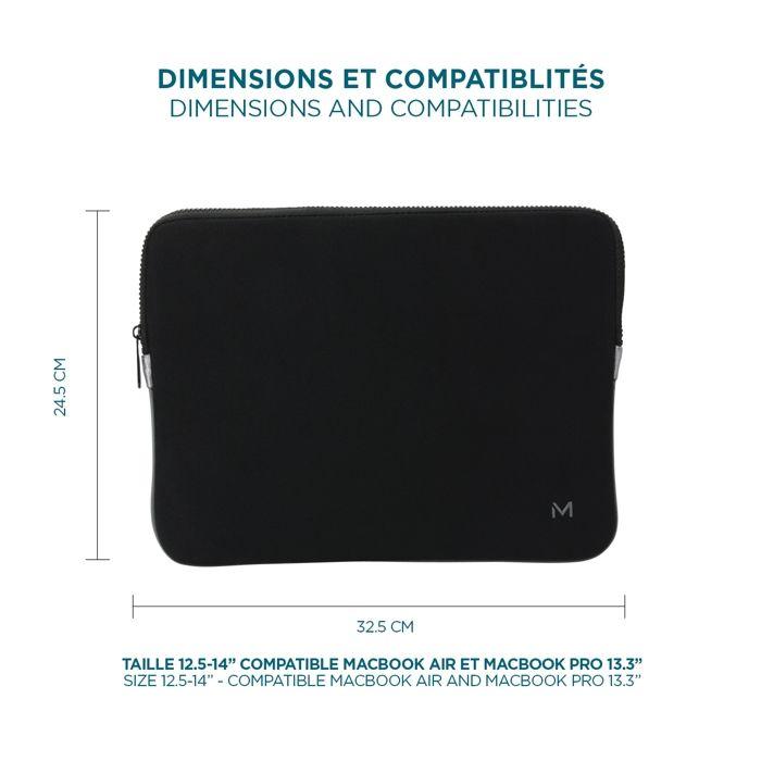 Housse De Protection Para Ordinateur Portable 12.5-14" / MacBook 13" - Pochette En Mousse À Mémoire De Forme - Noir/Gris - MOBILIS