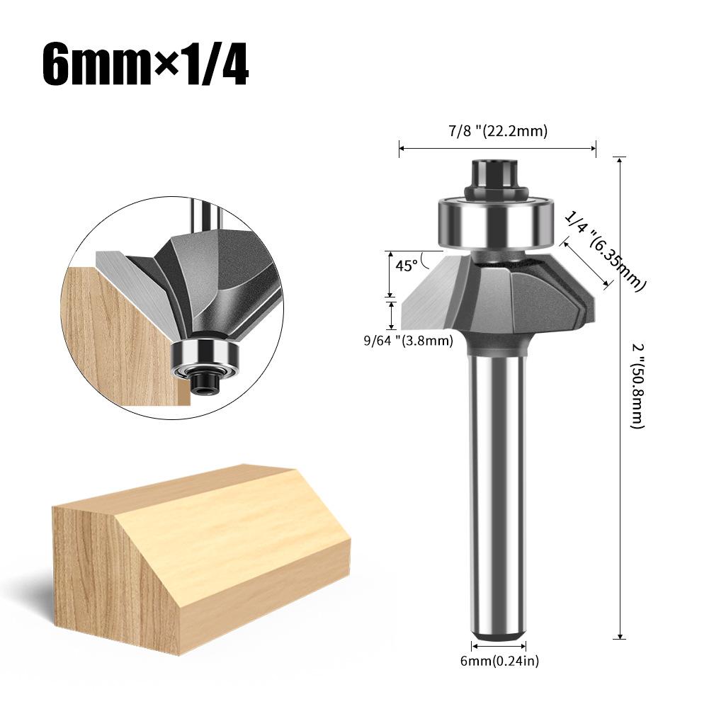 6 Handle 12 Handle 45 Degree Bevel Knife Woodworking Milling Cutter Trimming Machine Engraving Cutter Head 45 Degree Chamfer Knife Bevel Knife