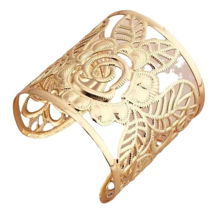 Hollow Rose Flower Bracelet, Metal Open Bracelet Bracelet Jewelry