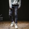 Four Season Wearable European And American Men'S Knee Ripped Jeans Stretch High Street Trend Slim Pants Motorcycle Pleated Small Leg Pants