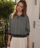 DEHEVE Collar Stripe Sweatshirt [Gray]