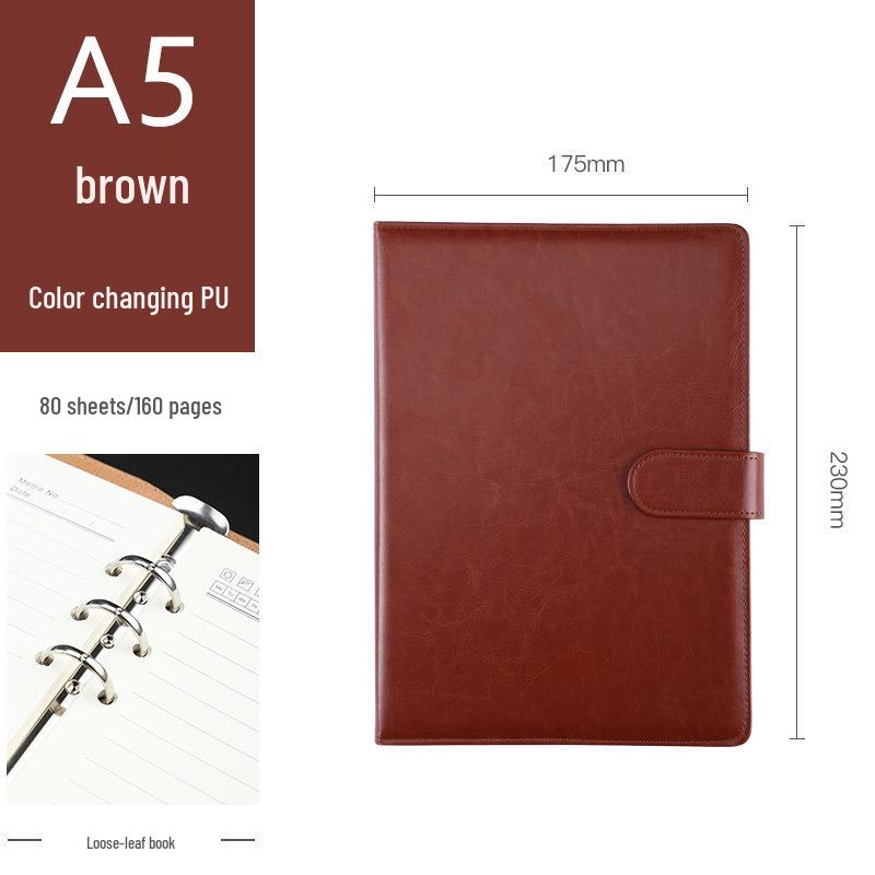 A5 Hochwertiges Leder-Cover Notizbuch mit losen Blättern - Individuelles Logo Firmen-Geschenkset