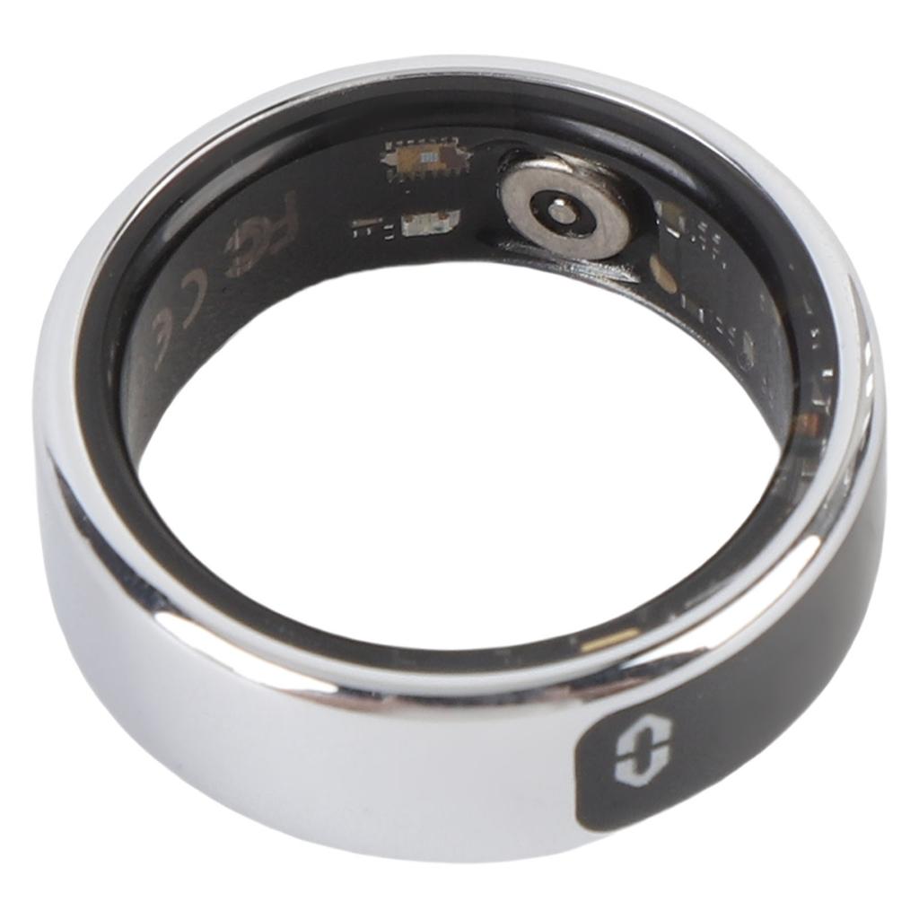 Smart Ring Silver Step Counter Splash Proof Smart Fitness Ring with APP Display Screen Touch Keys fo