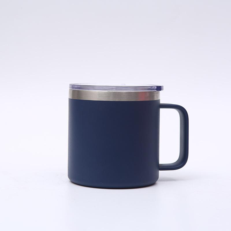 Custom Print Logo Vacuum Insulated 12oz Coffee Mug Cups with Handle Colorful Double Wall 14oz Sliding Lid Tumbler