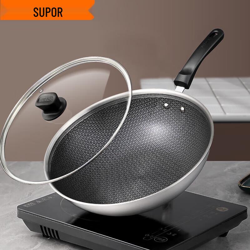 SUPOR 304 Stainless Steel Wok for Induction & Gas Stoves